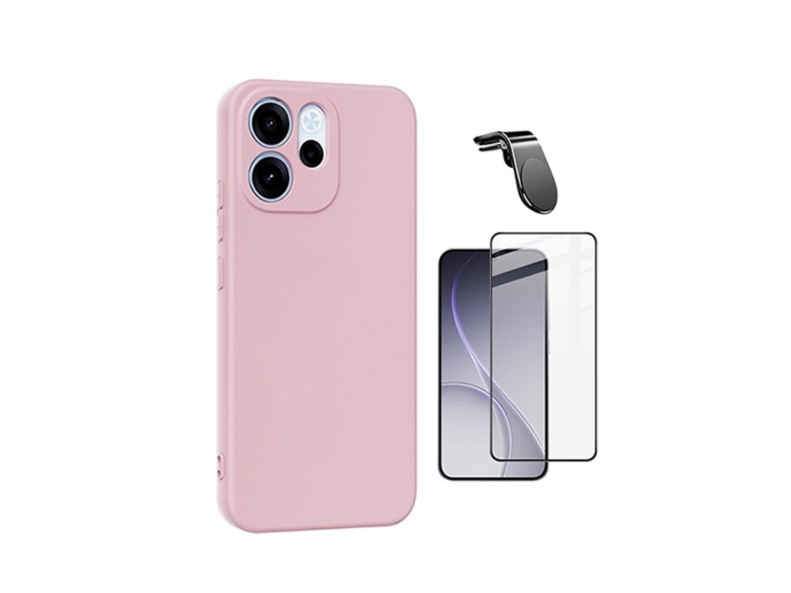 Kit Vidro Temperado Capa Silicone Líquido Suporte L Phonecare Para Oppo Reno15 Fs - Rosa