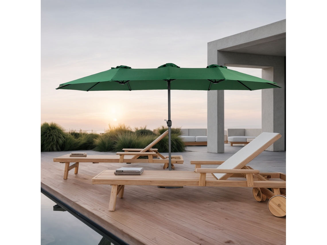 Sombrilla Rectangular Grande De 4,5 M Con Doble Cara Y Manivela (verde Oscuro) (sin Base)
