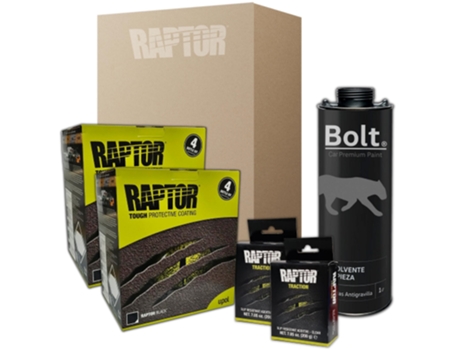 Conjunto 2 Pinturas + 2 Antides + Disolvente DISPIVAL Raptor 2K Kit Negro (4 L)