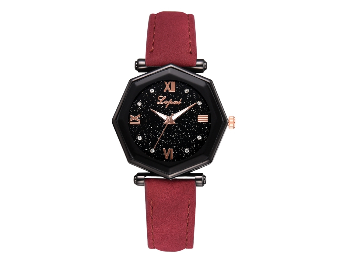 Reloj De Pulsera De Cuarzo Para Mujer Lvpai Con Correa De Pu Sencilla Y Elegante, Diseño De Estrella (rojo)