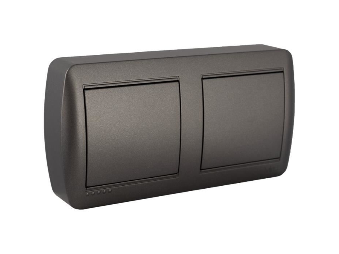 Caja De Unión Doble De Derivación Solera Negro Grafito Ip20 138x72x28mm En Saliente