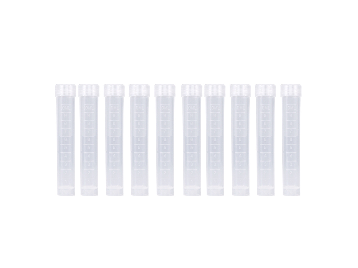 10 Tubos De Ensayo De Plástico De 10 Ml Con Tapón Anticongelante Para Uso En Laboratorio.