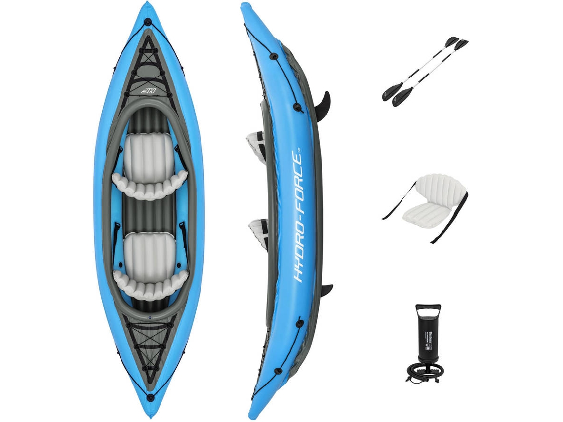 Kayak Hinchable BESTWAY Hydro-Force Doble Cove Champion 331x88X45 cm Con 2 Remos y Bomba de Mano