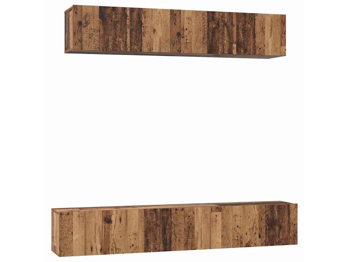 Conjunto de mueble de TV de madera antigua de 5 piezas EXCLUSIVO DE LA CASA