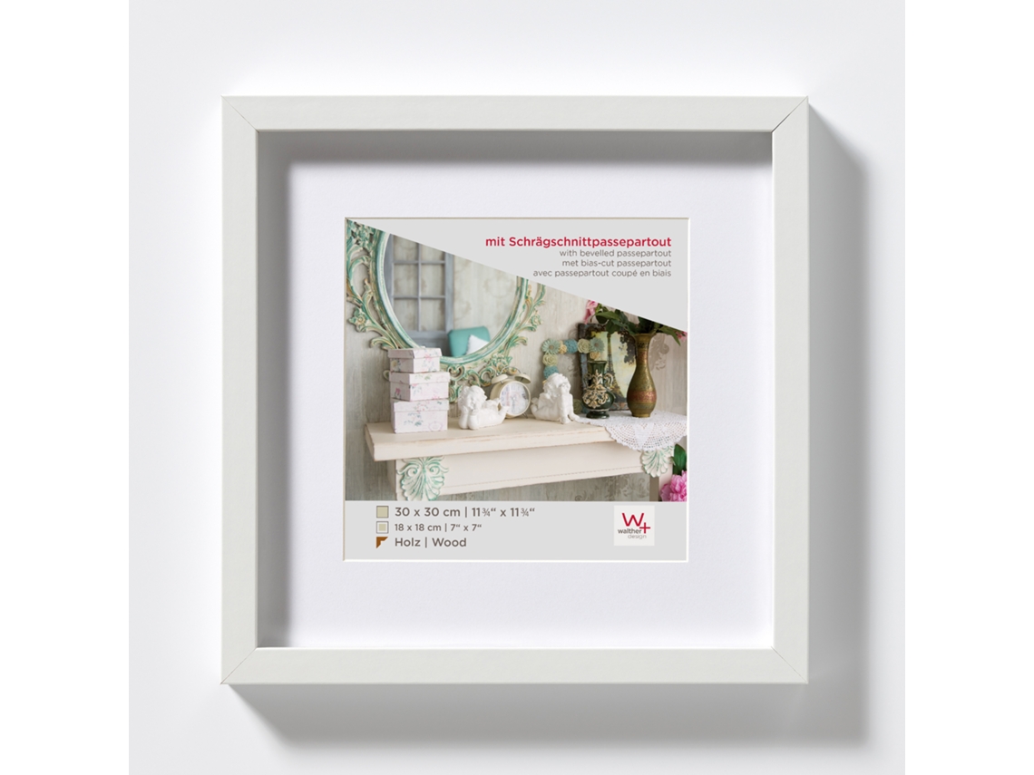 Marco Estocolmo 3D Madera Tamaño 040X040 Cm Blanco