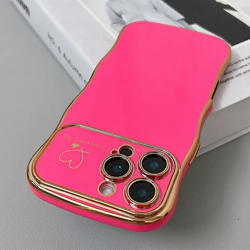 (iphone 14 Plus, Rojo) Funda De Tpu Suave Galvanizada Con Forma De Corazón Ondulado, Apta Para Iphone, Protección A Prueba De Golpes