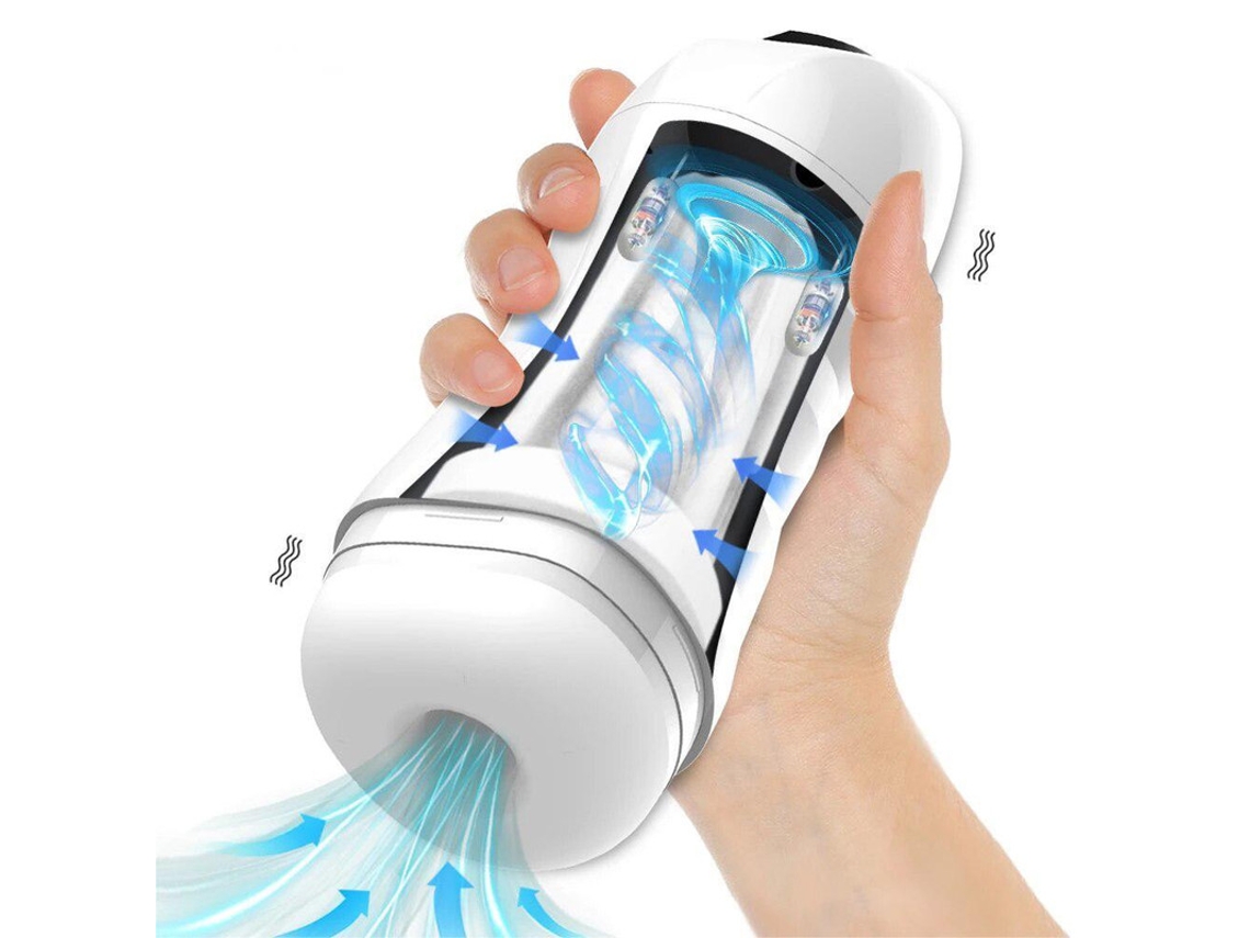 Masturbador de vibración masculino automático, taza de masturbación de máquina de succión de mamada (blanco) YIZHOOD