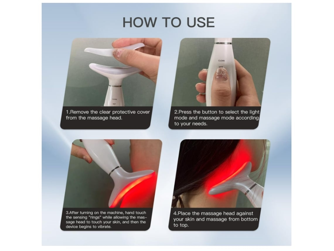 Masajeador facial 3 en 1 con tecnología de tres efectos: LED, calor y vibración MRY240305 7zzy White Yunzii