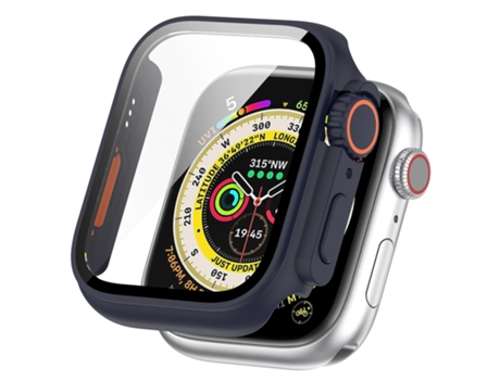 Apple Watch Series SE 2/6/SE/5/4 44 mm Película templada + Funda protectora de reloj incorporada parcial (Azul medianoche)
