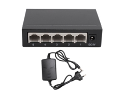 Conmutador Ethernet De 5 Puertos 10/100 Mbps, Carcasa Metálica, Plug And Play Para Red Doméstica, Enchufe Europeo.