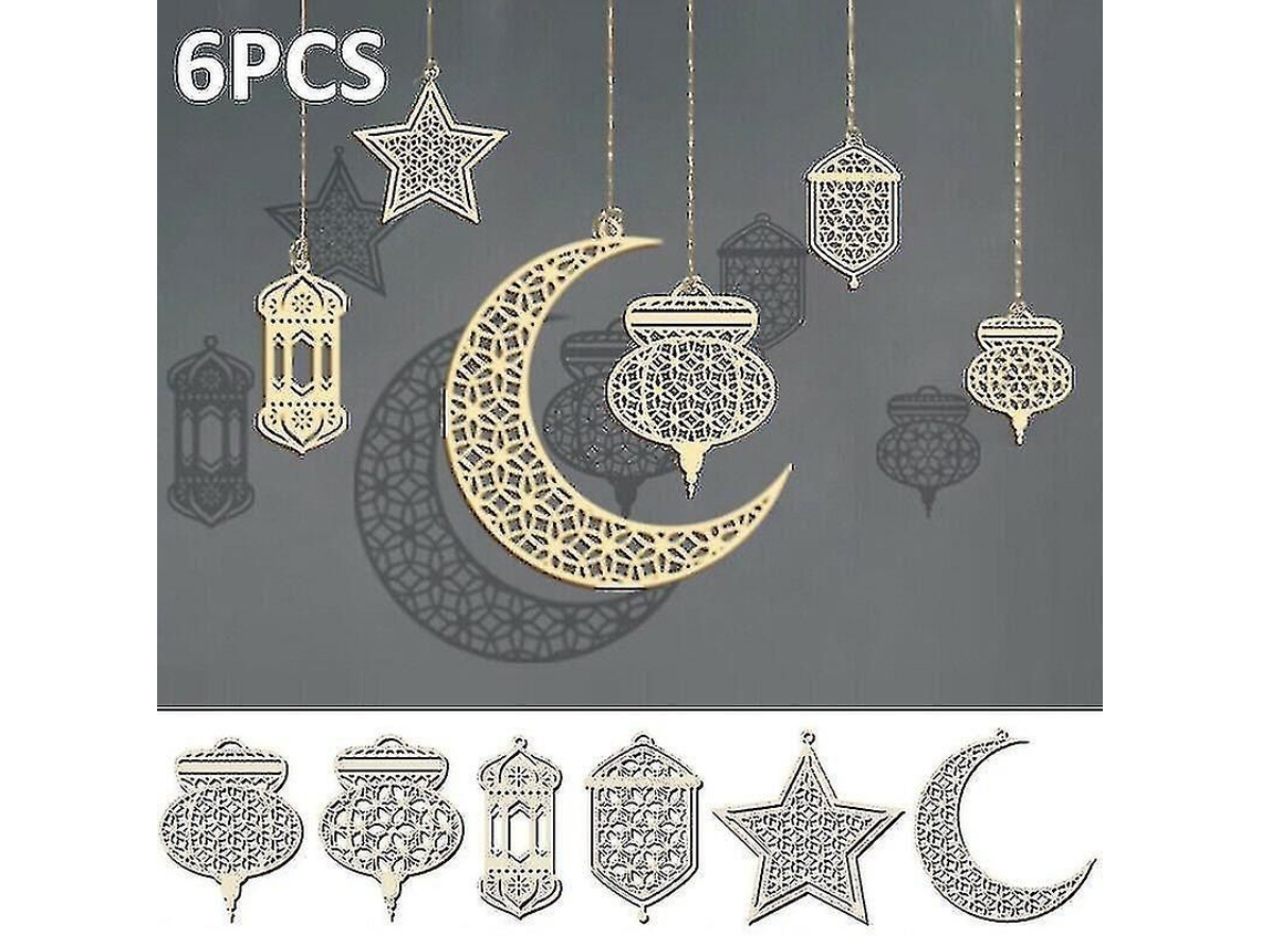6 Linternas De Ramadán Eid Mubarak, Decoración Musulmana Para Fiestas Colgantes