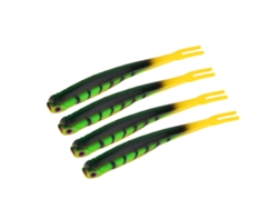 4 Piezas Lote De Señuelos De Pesca Suaves De Cola Larga Bait Artificial Realista Señuelo Bait Verde