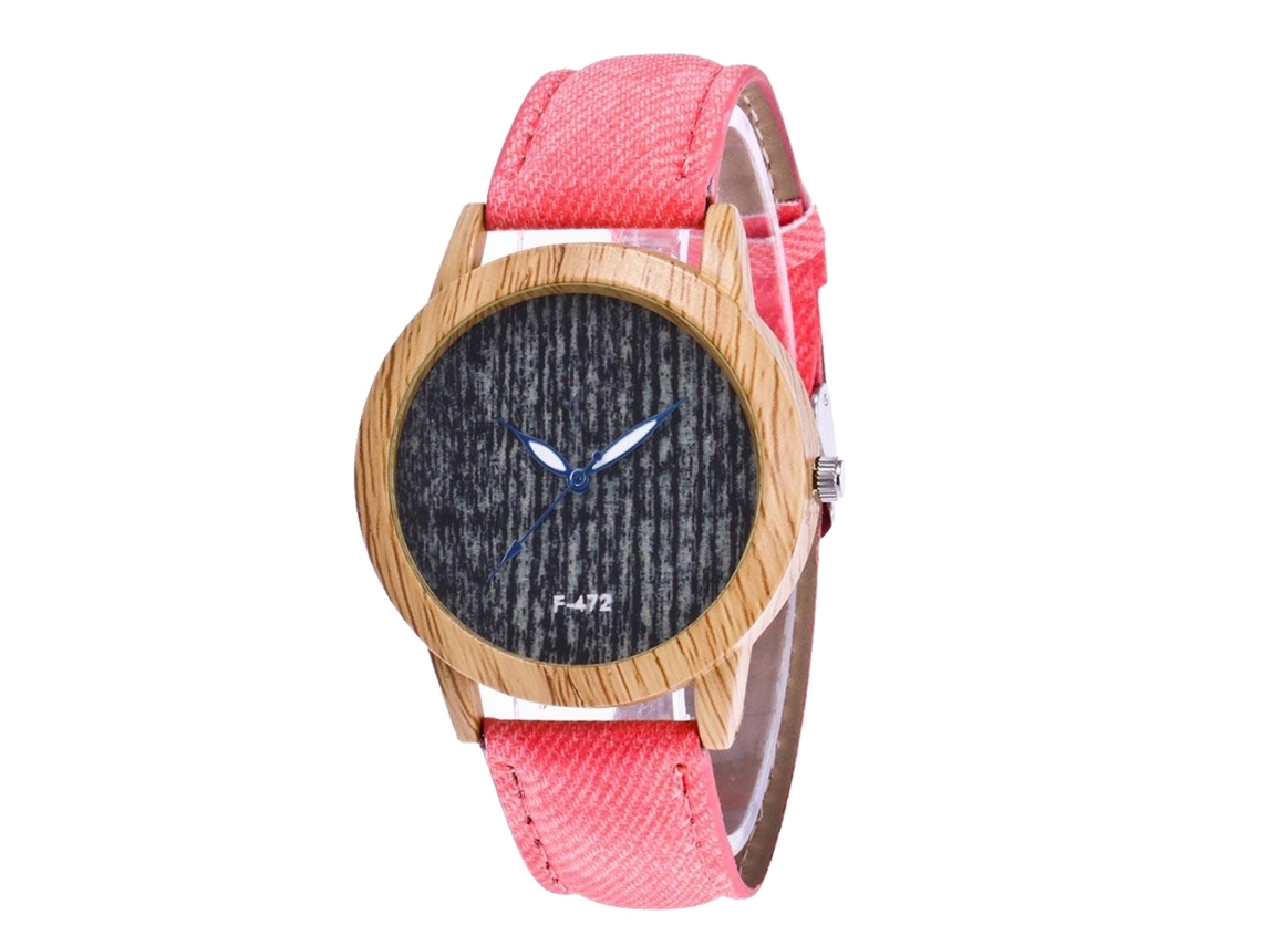 Reloj De Pulsera De Cuero Denim Moda Para Mujer Reloj De Cuarzo Rosa
