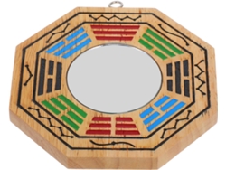 Espejo Bagua Madera Estilo Chino Adorno Auspicioso Decoración Paredes Hogar Templo Suerte Protección Feng Shui