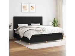 Cama Box Spring Con Colchón Tela Negro 200x200 Cm