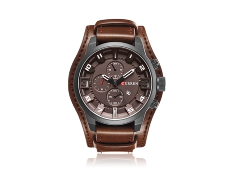 Relojes para Hombres Reloj Impermeable para Hombres Relojes de Pulsera de Cuarzo de Moda Calendario con Correa de Cuero-Café de Concha Negra LUUCOZK
