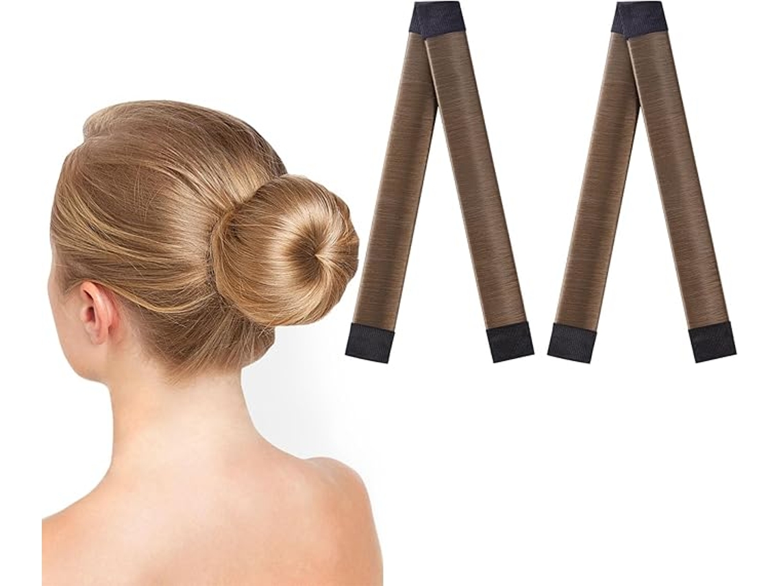Formador De Coque (2 Peças) – Flower Bud, French Twist – Diy – Castanho Escuro