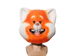 Linda Capa De Cabeza De Panda Rojo De Látex Con Capucha De Mapache Para Fiesta De Carnaval De Halloween