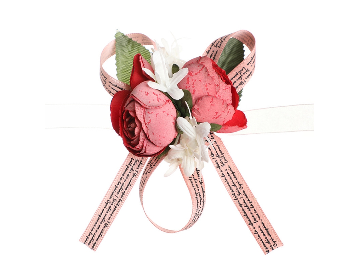Ramillete Floral de flores para muñeca de boda, 2 uds., con rosa y hoja para mano NEVEANCE