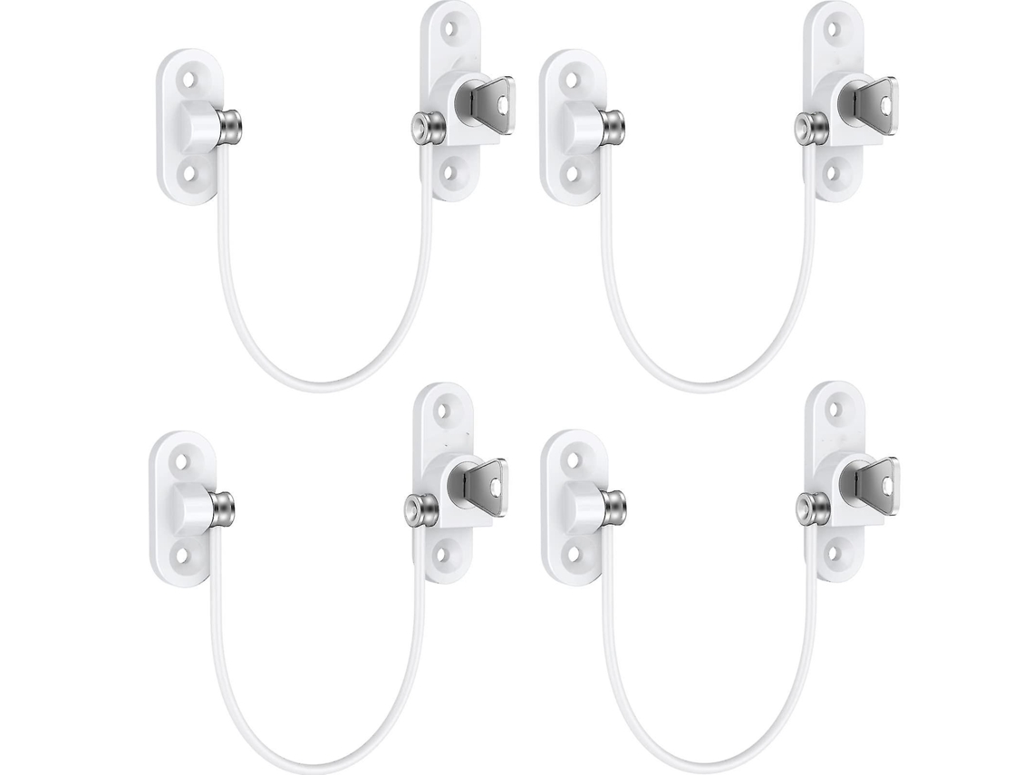 4pcs Limitador De Ventana Para Niños Seguridad Bebé Bloqueo Con Cable Y Llaves Instalación Fácil Upvc Madera Aluminio