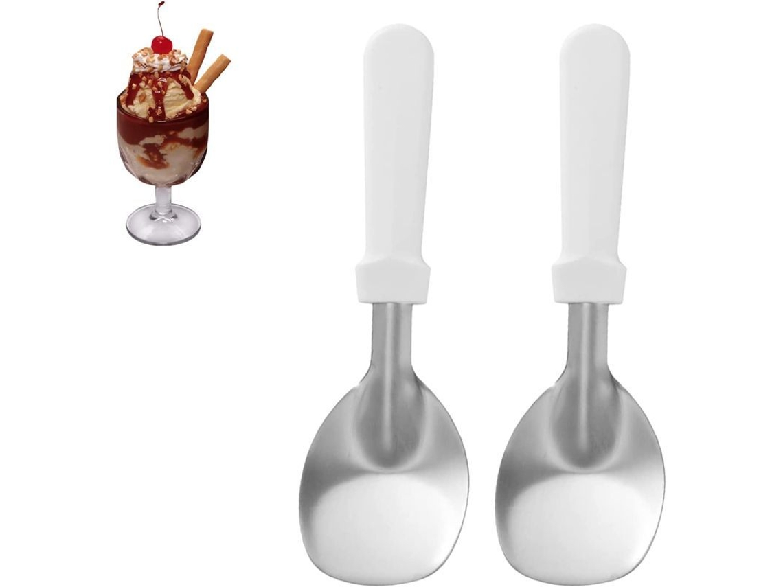 Cuchara Para Helado De Acero Inoxidable Con Mango De Plástico, 2 Porciones (blanco)