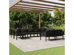 Conjunto de jardín DKD Home Decor de 9 piezas con cojines de aluminio antracita
