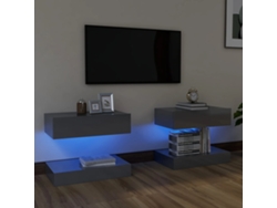 Estantería/Muebles de TV con luces Led 2 Pzs 60X35 Cm Gris Brillante