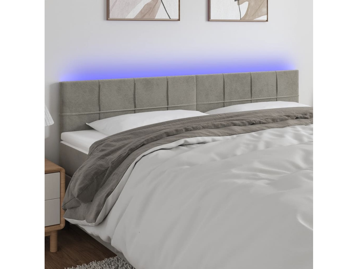 Cabecero Con Led De Terciopelo Gris Claro 160x5x78/88 Cm