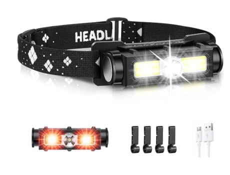 Linterna frontal LED recargable, luz frontal superbrillante de 2000 lm, linterna frontal impermeable con luz de flash roja, linterna frontal ajusta...