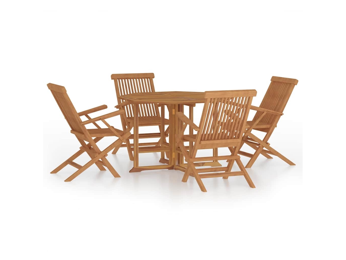 Maison Exclusive - Set De Comedor De Jardín Plegable 5 Pzas Madera Maciza De Teca