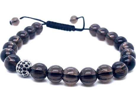 Pulsera WOO'S PURE FEELINGS Bolas Quartz Fumée con Macramé (Piedra - Marrón - Talla Única)