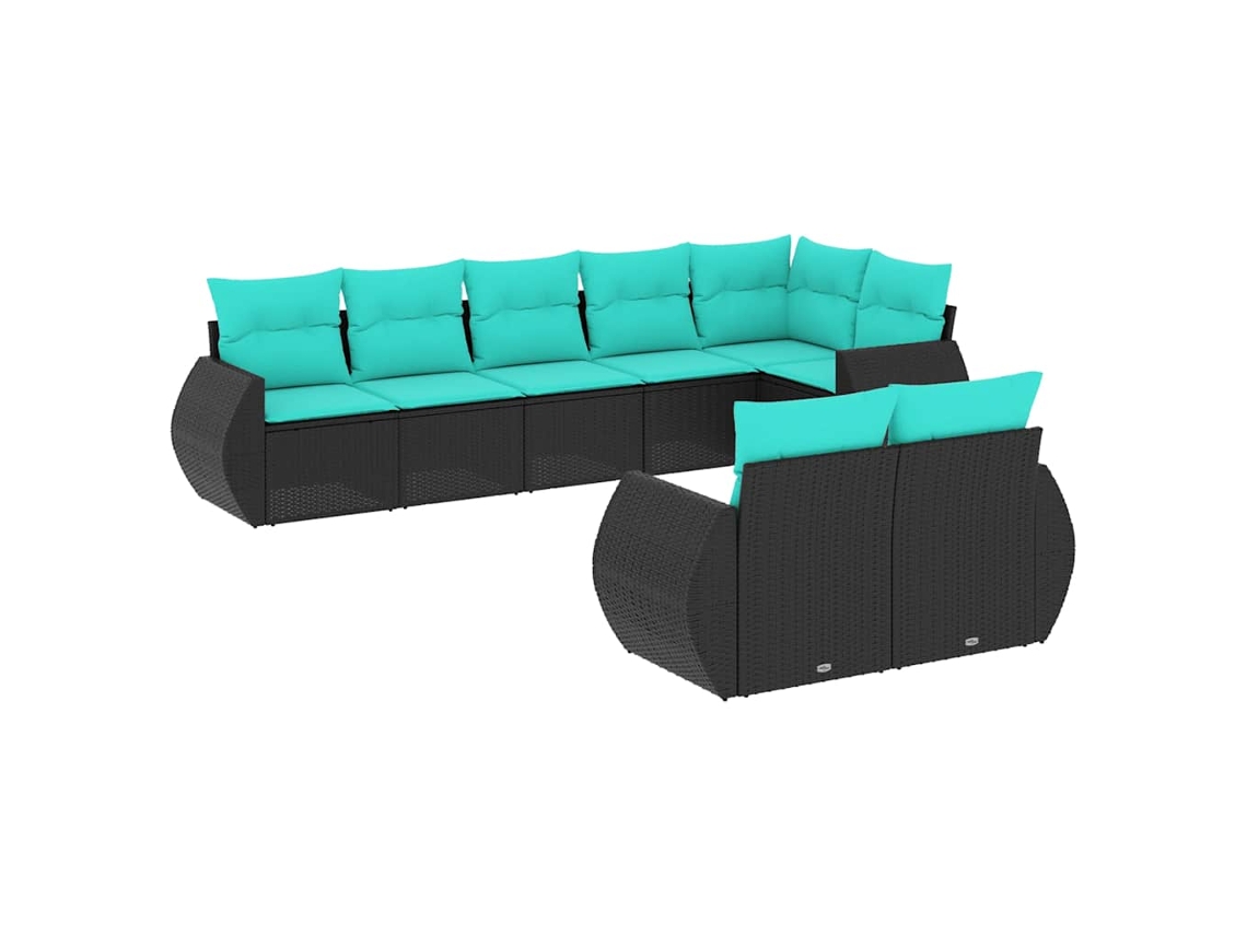 Maison Exclusive - Conjunto De Sofá De Jardín De 8 Piezas Con Cojines, De Poliratán Negro