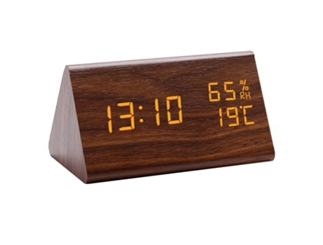 El despertador del higrómetro del LED llevó el higrómetro de madera del reloj digital electrónico del triángulo del reloj de madera