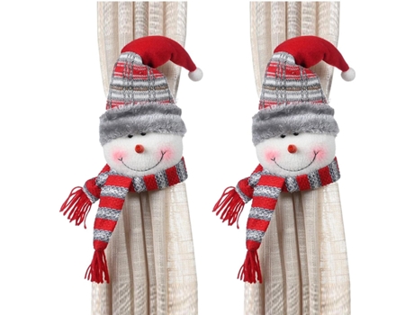 Conjunto de Adornos de Navidad ZMDECQNA Uds Cortina Hebilla Tie Back Tema Alce Muñeco Nieve Decoración Del Hogar Marrón - 2un (21x16x6cm)