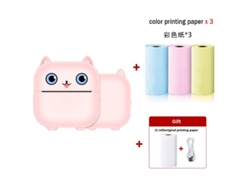 Impresora Térmica Inalámbrica Bluetooth Impresión De Etiquetas Sin Tinta Con 3 Rollos De Papel De Impresión A Color (Rosa) GERTIZ