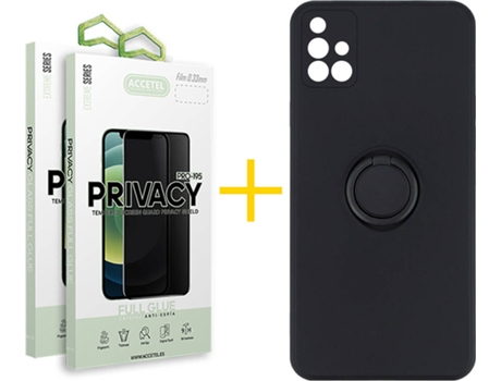Carcasa + 2 Protectores de Pantalla para Samsung Galaxy A71 ACCETEL Negro