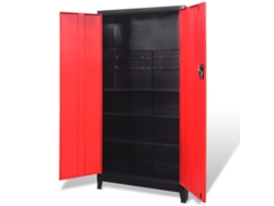 Armario para herramientas con 2 puertas, acero negro y rojo, 90x40x180 cm, MAISON EXCLUSIVE