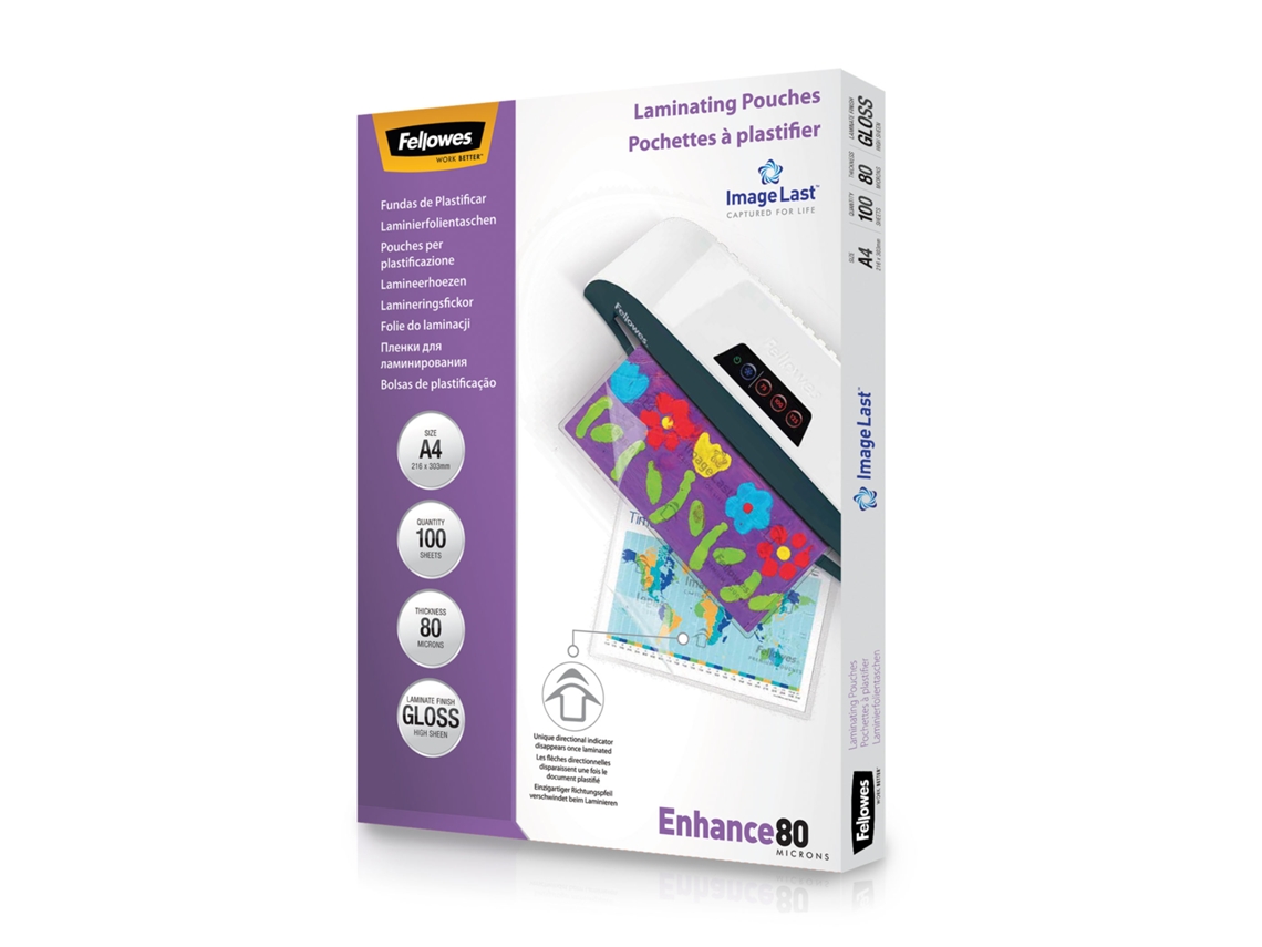 Fundas de Plastificar FELLOWES 5306114 Brillo (A4 - 80 microns)