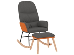 Maison Exclusive - Silla Mecedora Con Reposapiés Tela Gris Oscuro