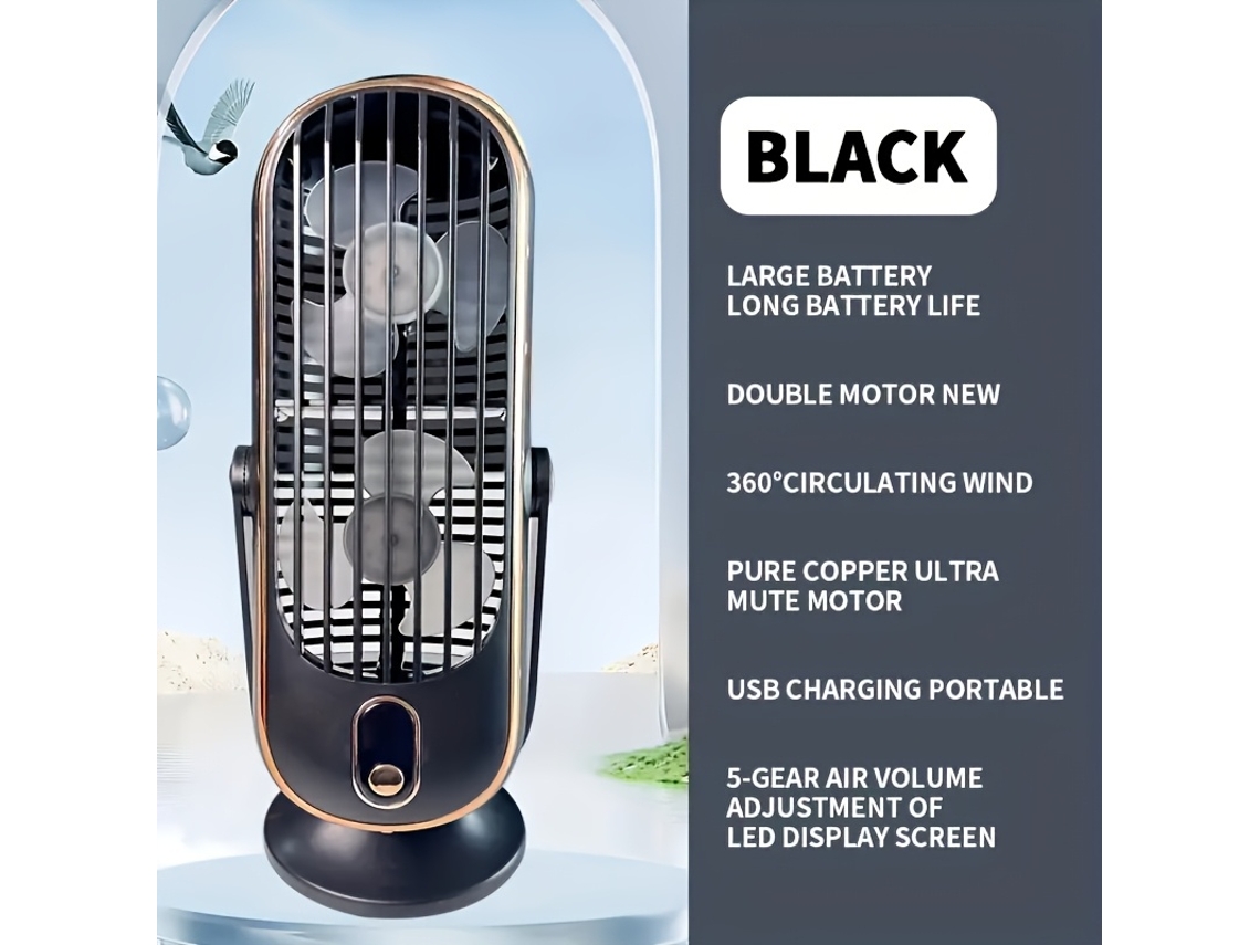 Usb | Oficina - Ventilador De Escritorio Ultrasilencioso: Un Enfriador De Aire Compacto Recargable Por Usb, Ideal Para Usar En Oficinas O En