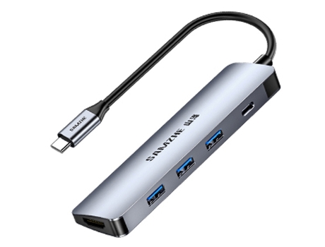 Adaptador SAMZHE Tc-K5 5In1 Tipo-C a HDMI 3Usb3.0 Pd100W para Huawei Mate40/P50 S20