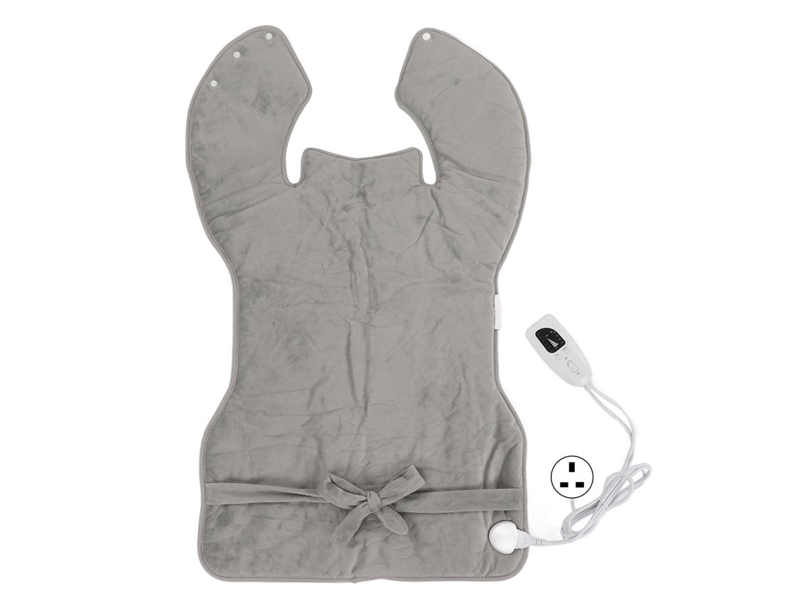 Calefactor Eléctrico Para La Espalda Con 6 Niveles De Temperatura, Suave Peluche, Plug Uk 220v, Gris Plata