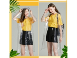 Impermeable transparente, plegable, ligero y reutilizable para estudiantes, talla M.