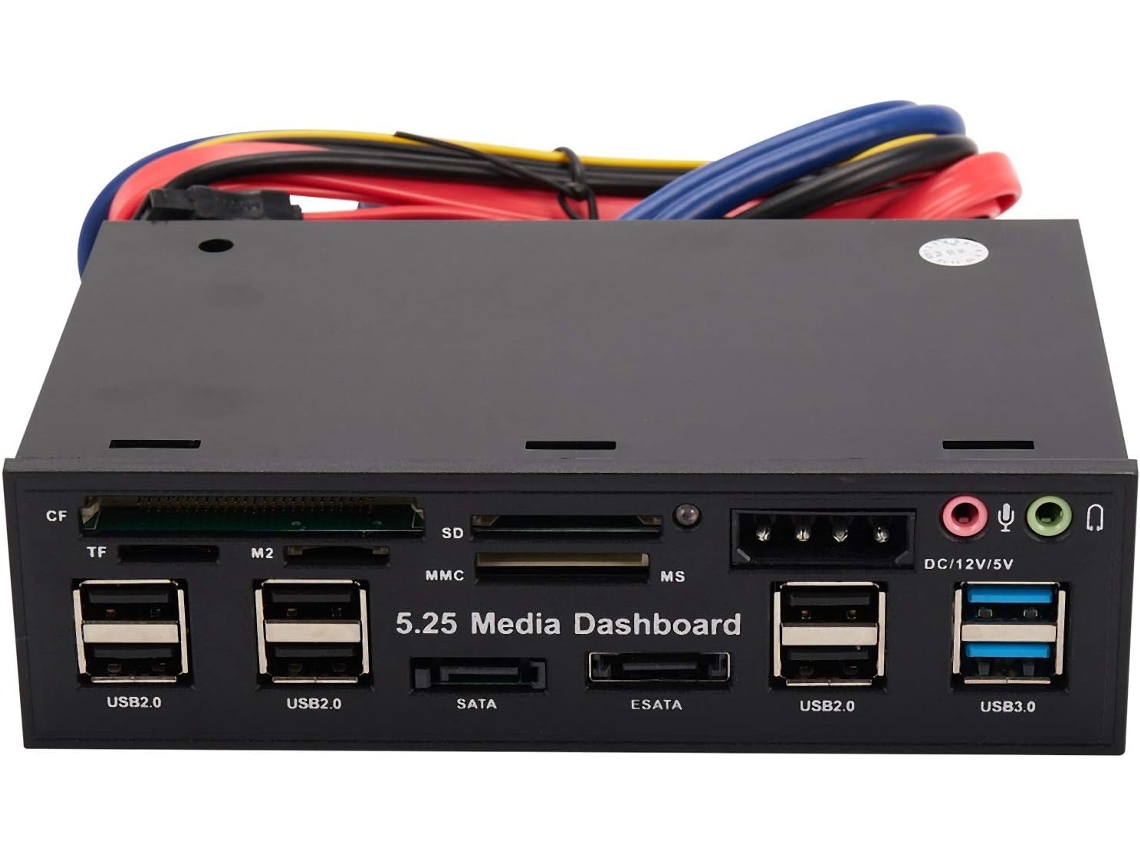 Panel Frontal Usb 3.0 De 5,25 Pulgadas Para Pc, Concentrador 3.0/2.0, Sata, Audio Sata.
