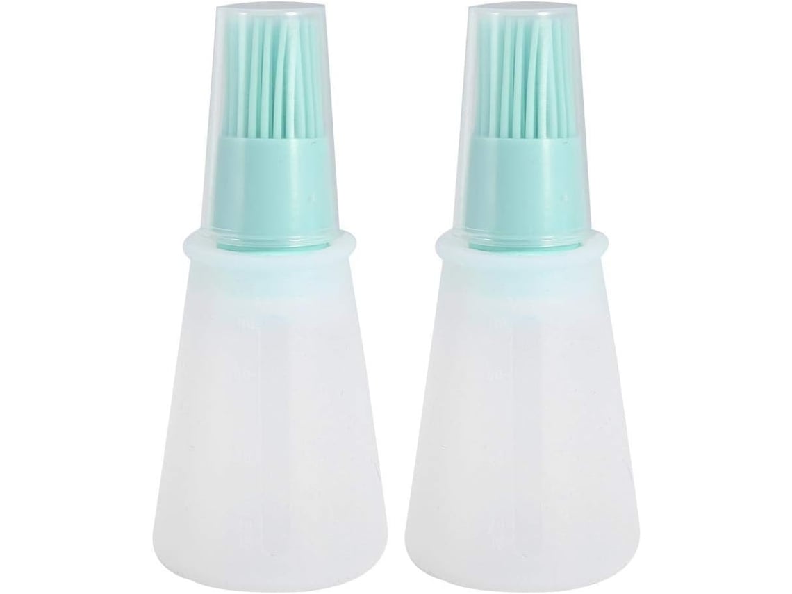Conjunto Garrafa 60ml + Pincel Silicone Verde, Para Molhos/grillar