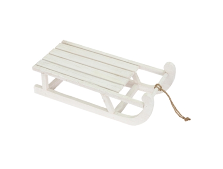 Trineo Deco 50,5x13,5x23,5 cm madera blanca con LED