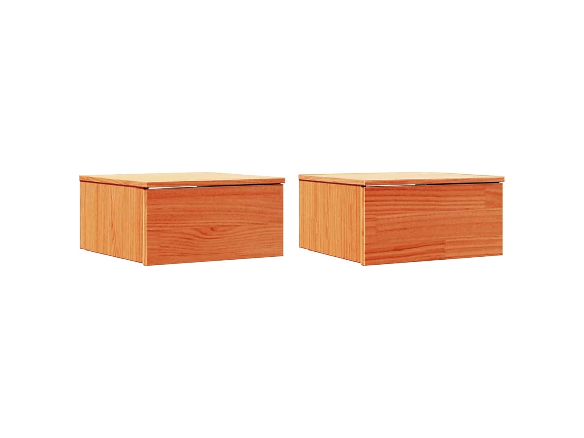 Maison Exclusive - Mesita De Noche Con Cajón 2 Pcs Marrón Cera 37 X 35 X 18,5 Cm