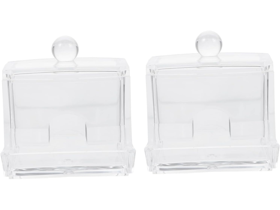 Juego de 2 cajas organizadoras transparentes y selladas para discos de algodón de maquillaje. Gokoco