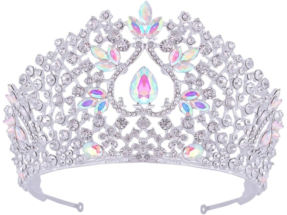 Corona de una sola pieza con cristales, elegante tiara nupcial, delicado accesorio para el cabello.