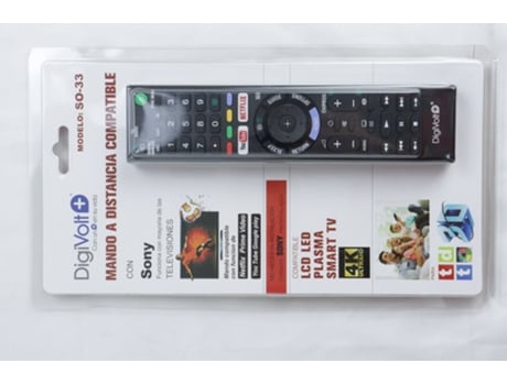 Control remoto para televisión SONY, DIGIVOLT SO-33 NEGRO